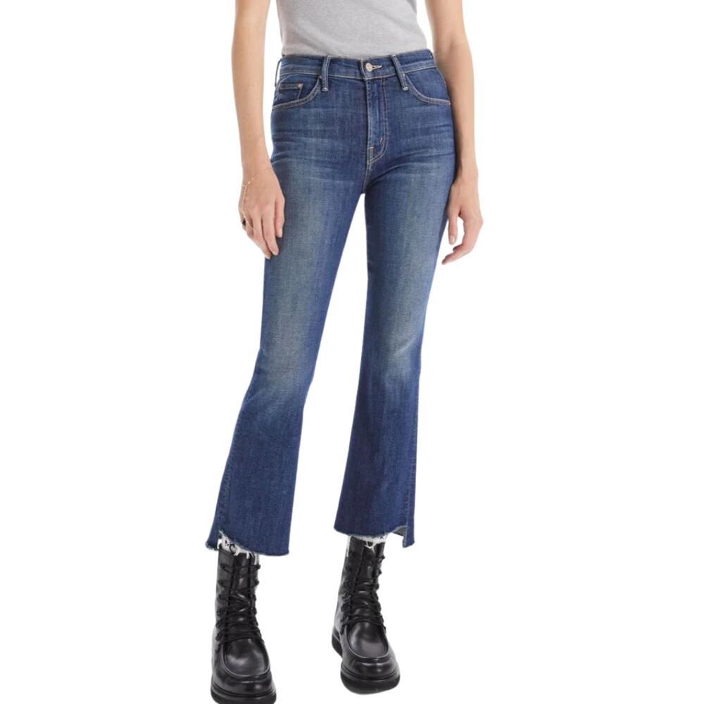 Mother The Insider Crop Step Fray Jeans Girl Crush Wash Stretch Denim Size 25